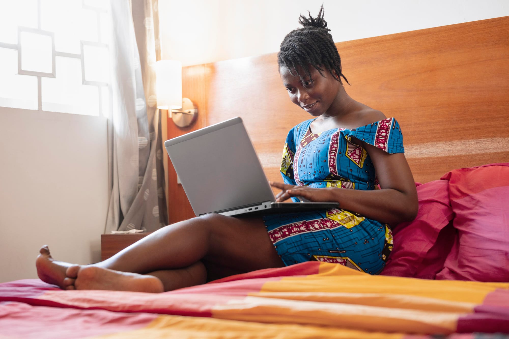 African lady working from home