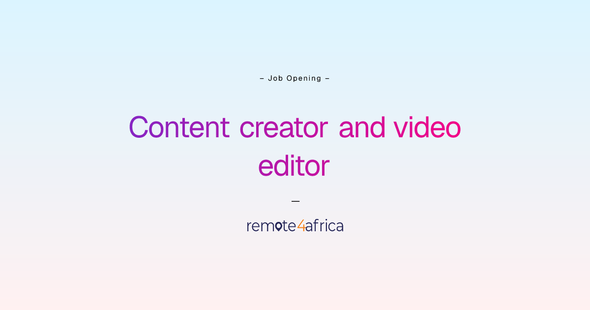 Remote Content creator and video editor job at Human Resource Services ...