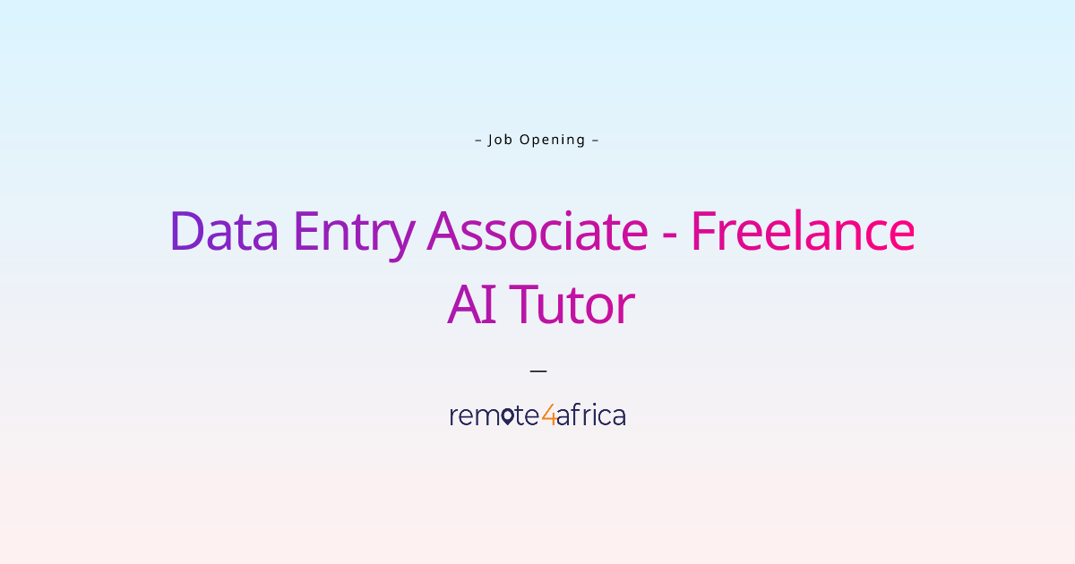 Remote Data Entry Associate Freelance AI Tutor job at