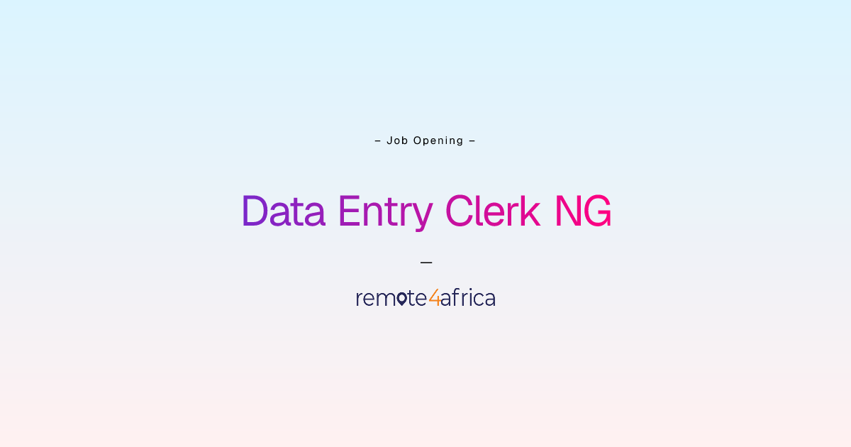Remote Data Entry Clerk NG job at Human Resource Services company ...