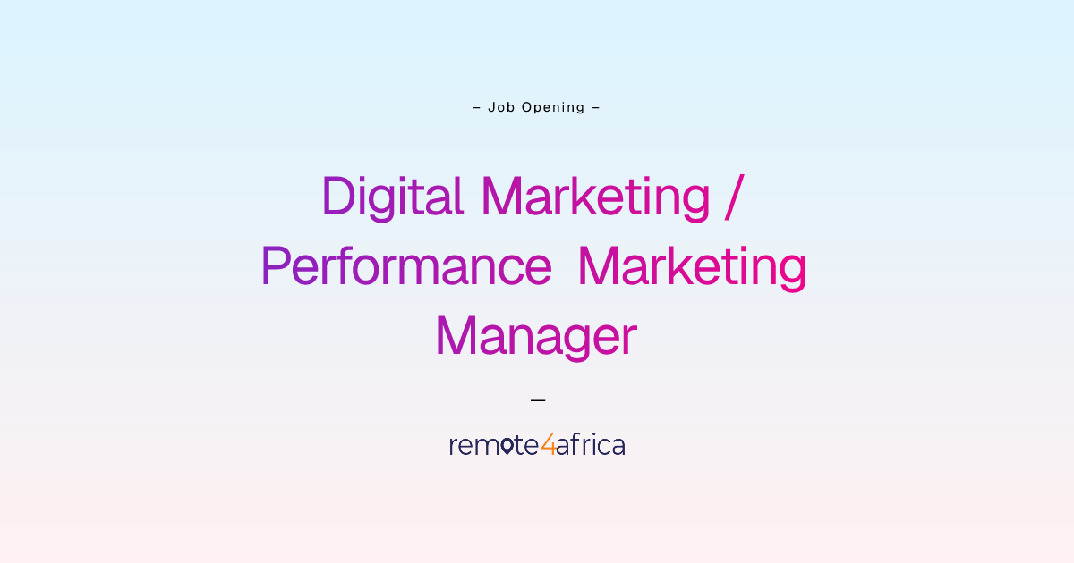 Remote Digital Marketing / Performance Marketing Manager job at Human ...