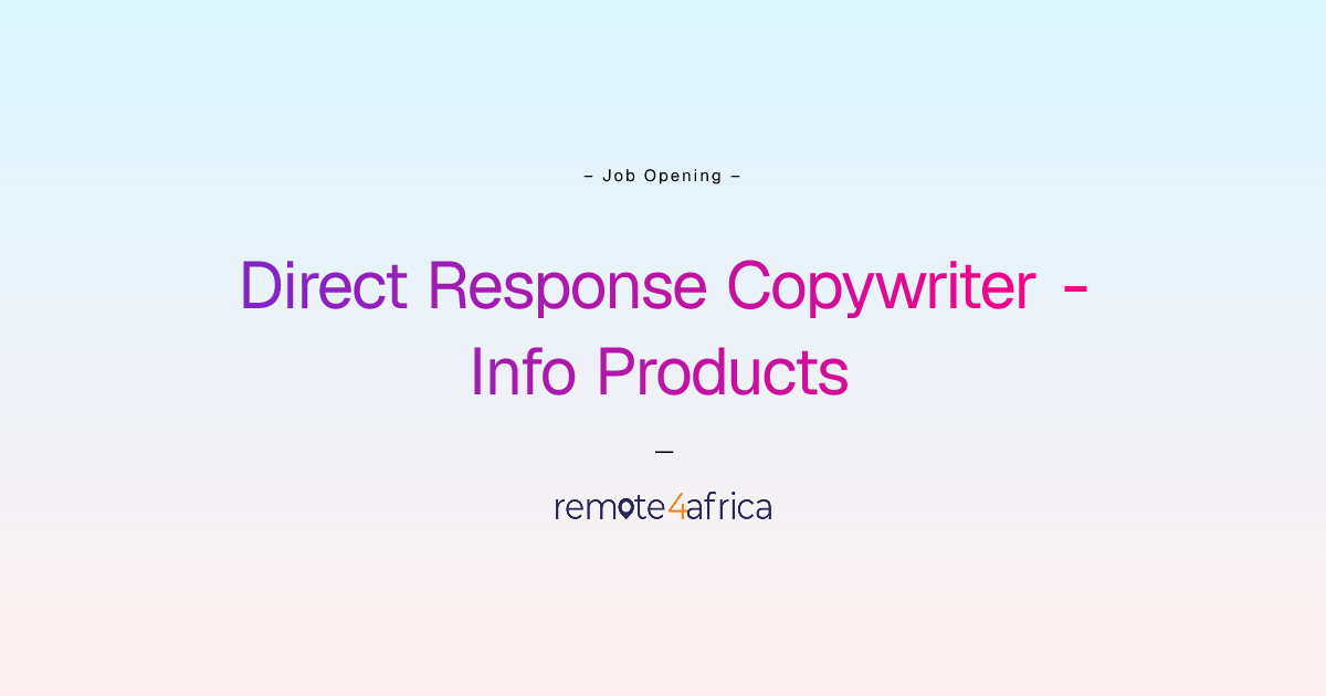Remote Direct Response Copywriter - Info Products job at Human Resource ...