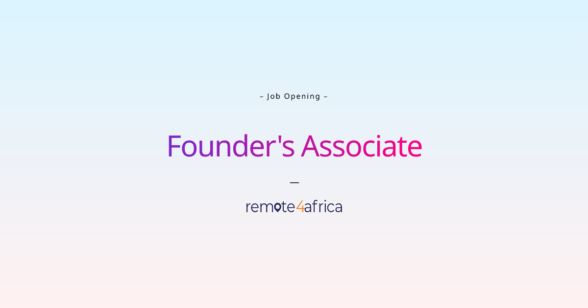 Remote Hybrid Founder S Associate Job At Financial Services Fintech