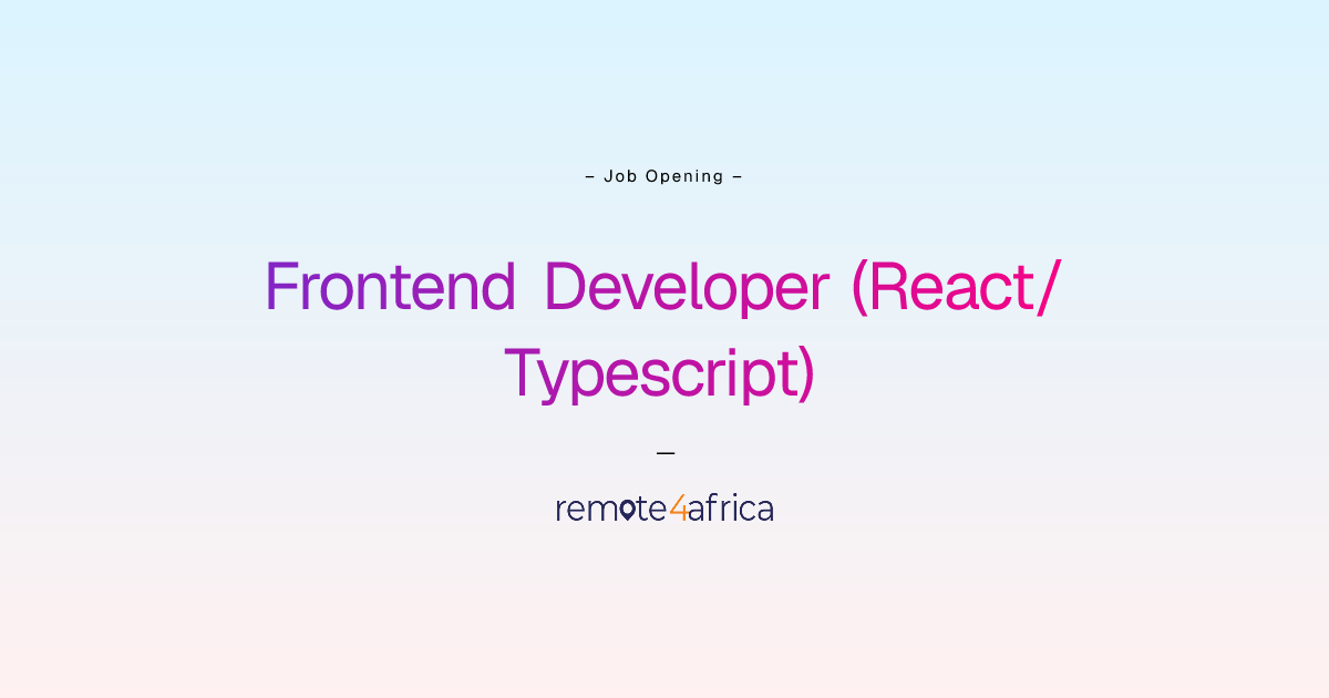 Remote Frontend Developer (React/Typescript) job at IT ...