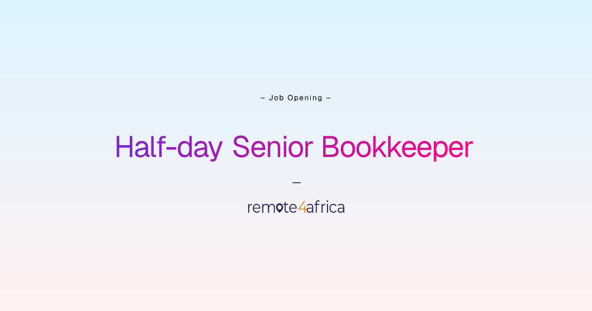 Remote Half-day Senior Bookkeeper job at Human Resource Services ...