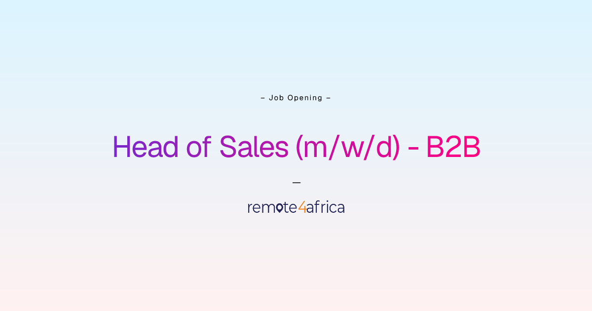 Remote Head of Sales (m/w/d) - B2B job at Marketing Services company ...