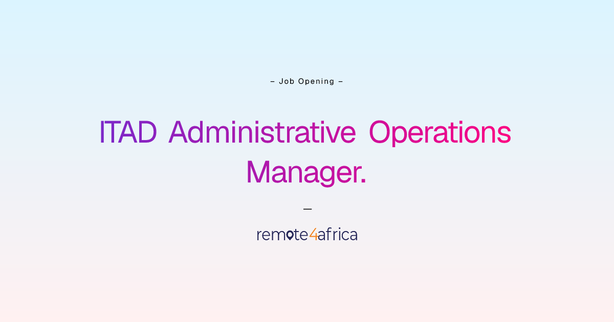 Remote ITAD Administrative Operations Manager. job at Human Resource ...