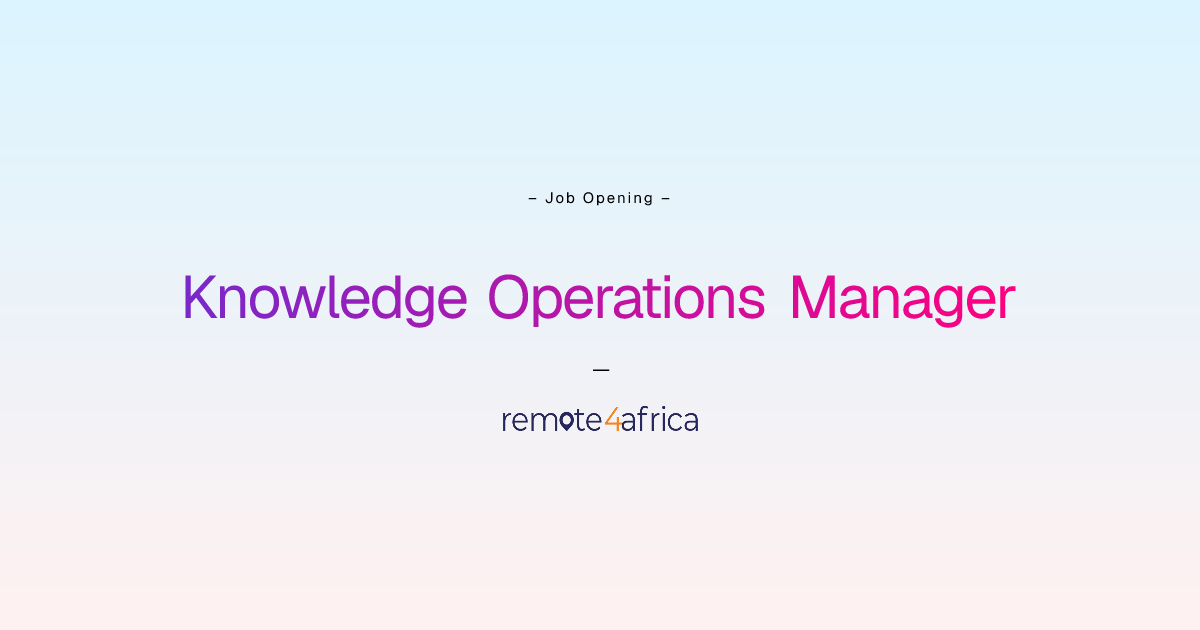 Remote Knowledge Operations Manager job at Internet Software & Services ...