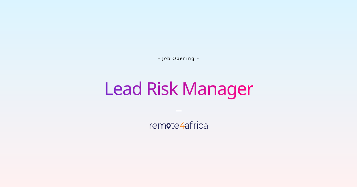 Remote Lead Risk Manager job at Financial Services / FinTech company ...