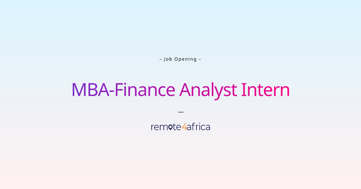 Remote MBAFinance Analyst Intern job at IT /