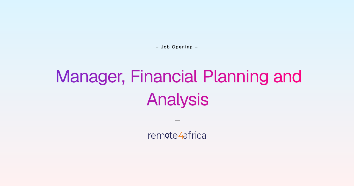 Remote Manager, Financial Planning and Analysis job at Health care ...