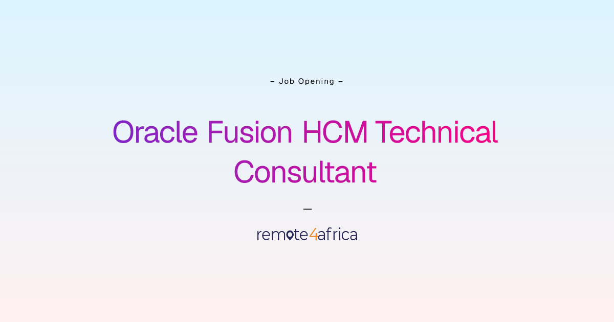 Remote Oracle Fusion HCM Technical Consultant job at Human Resource ...