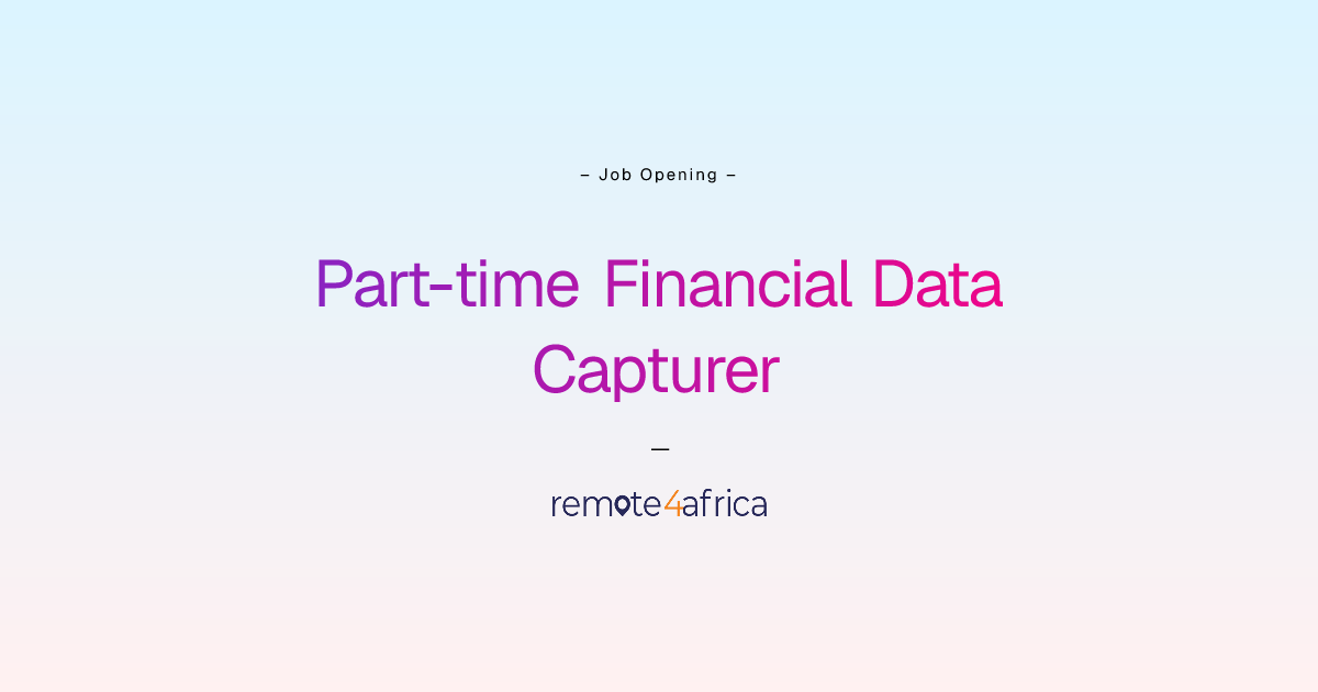 Remote Part-time Financial Data Capturer job at Human Resource Services ...