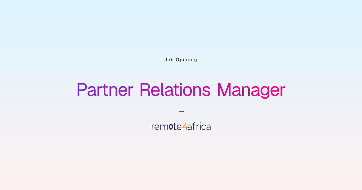 Remote Partner Relations Manager job at E-commerce / Marketplace ...