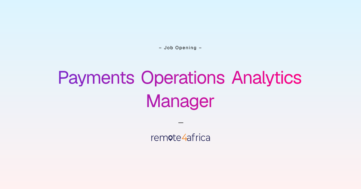 Remote Payments Operations Analytics Manager job at Financial Services ...