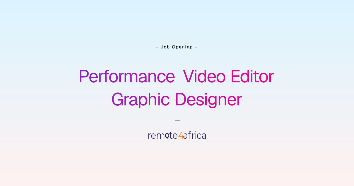 Remote Performance Video Editor + Graphic Designer job at Human ...