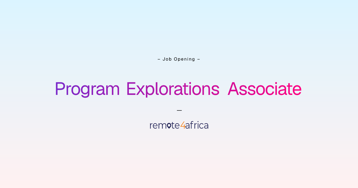 Remote Program Explorations Associate job at NGO / Non Profit company ...