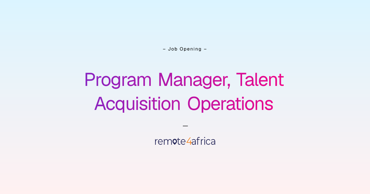 Remote Program Manager, Talent Acquisition Operations job at Human ...