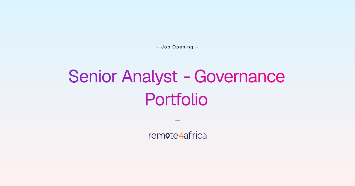 Remote (Hybrid) Senior Analyst - Governance Portfolio job at Research ...