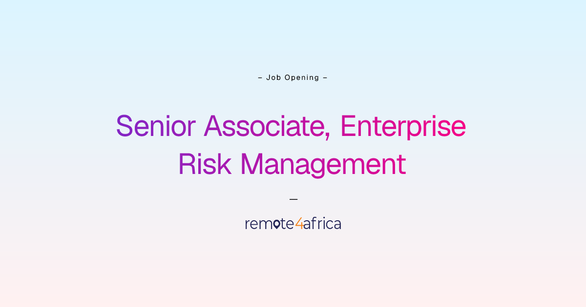 Remote (Hybrid) Senior Associate, Enterprise Risk Management job at ...