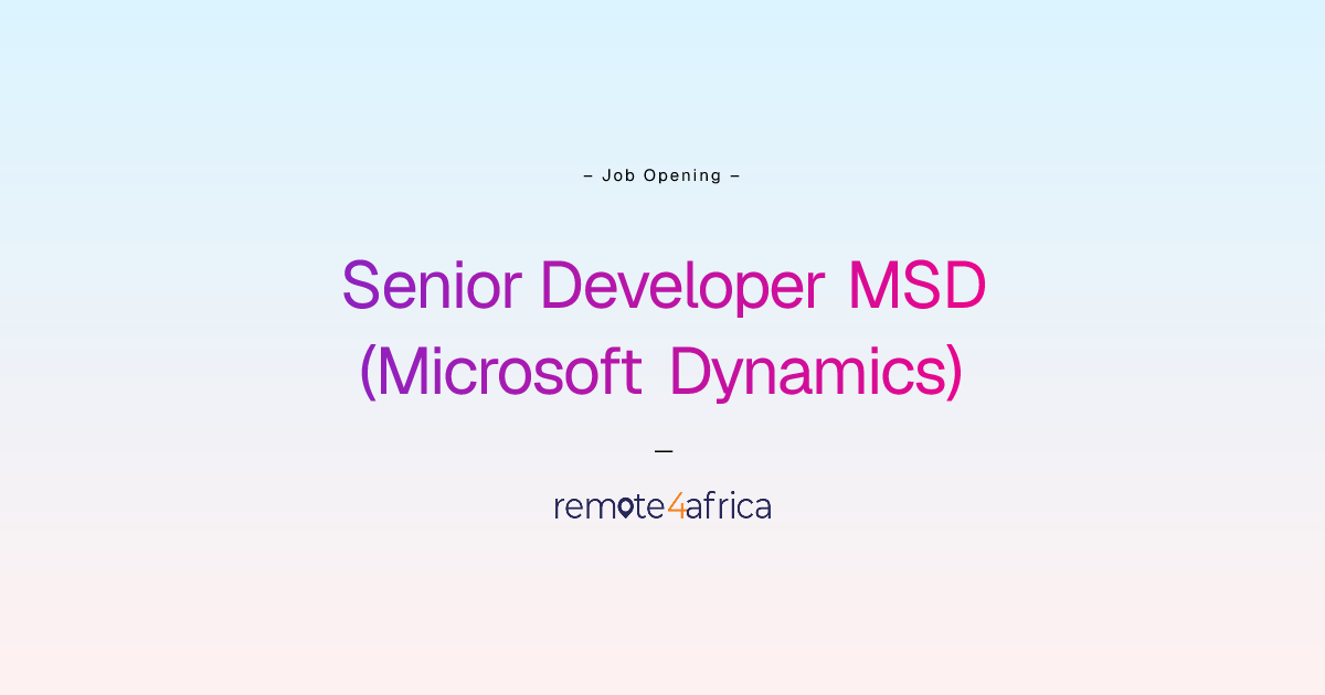 Remote Senior Developer MSD (Microsoft Dynamics) job at IT ...