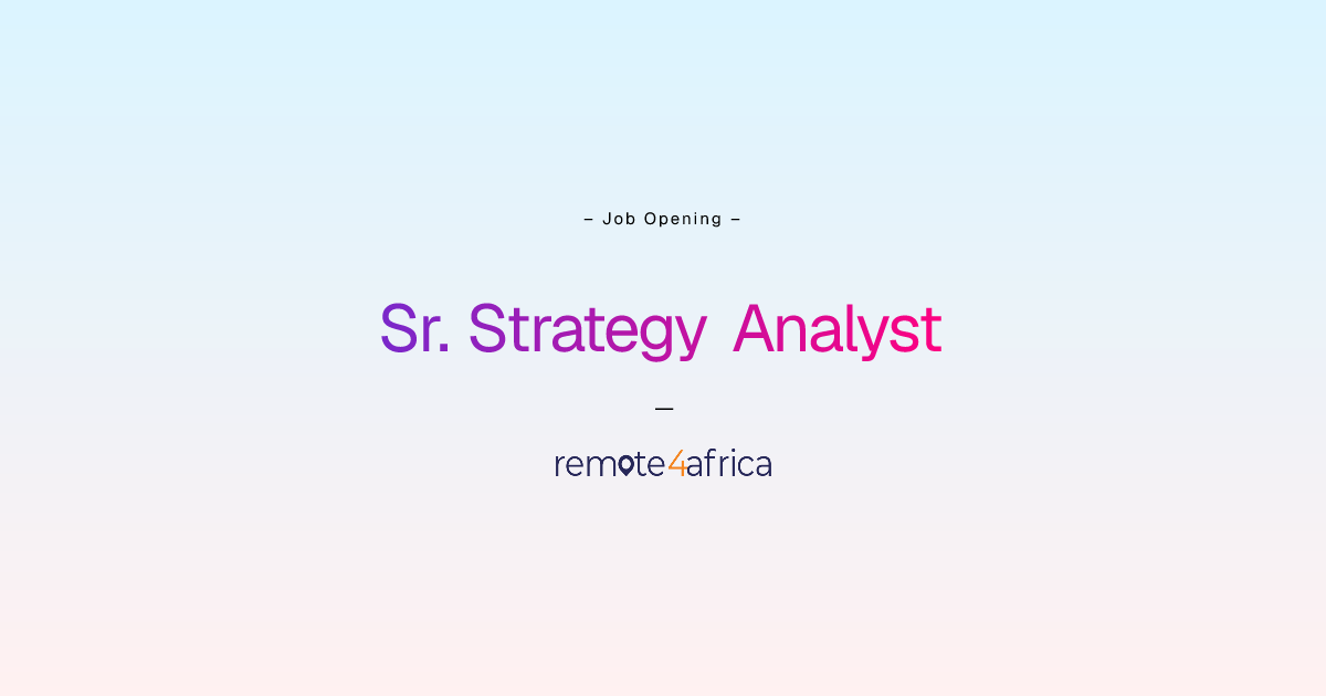 Remote Sr. Strategy Analyst job at IT / Telecommunication Services ...