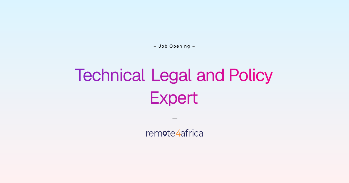 Remote Technical Legal and Policy Expert job at NGO / Non Profit ...