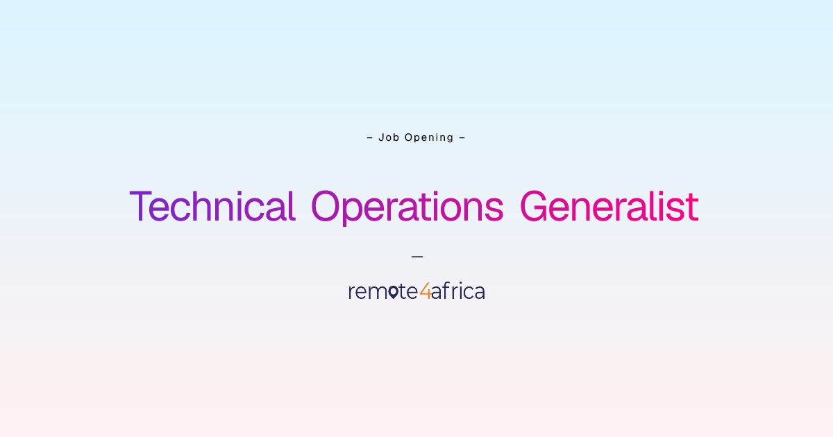 Remote Technical Operations Generalist job at E-commerce / Marketplace ...