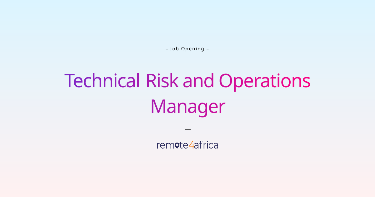 Remote (Hybrid) Technical Risk and Operations Manager job at Financial ...