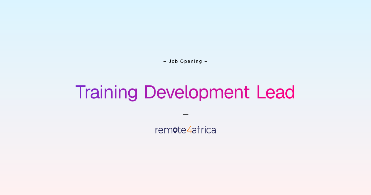 Remote Training Development Lead job at NGO / Non Profit company ...