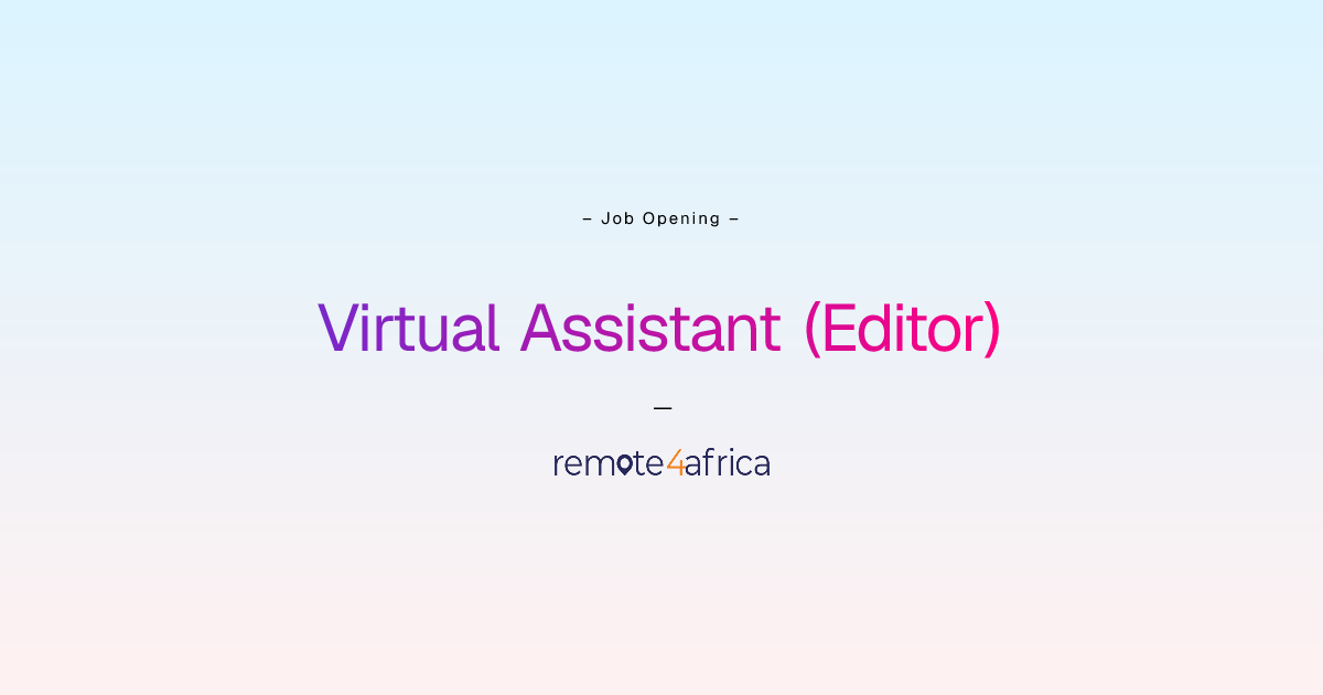 Remote Virtual Assistant (Editor) job at Human Resource Services ...